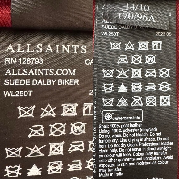 All Saints Dalby Suede Biker Jacket in Garnet Red US: 6 NWT - Picture 11 of 12